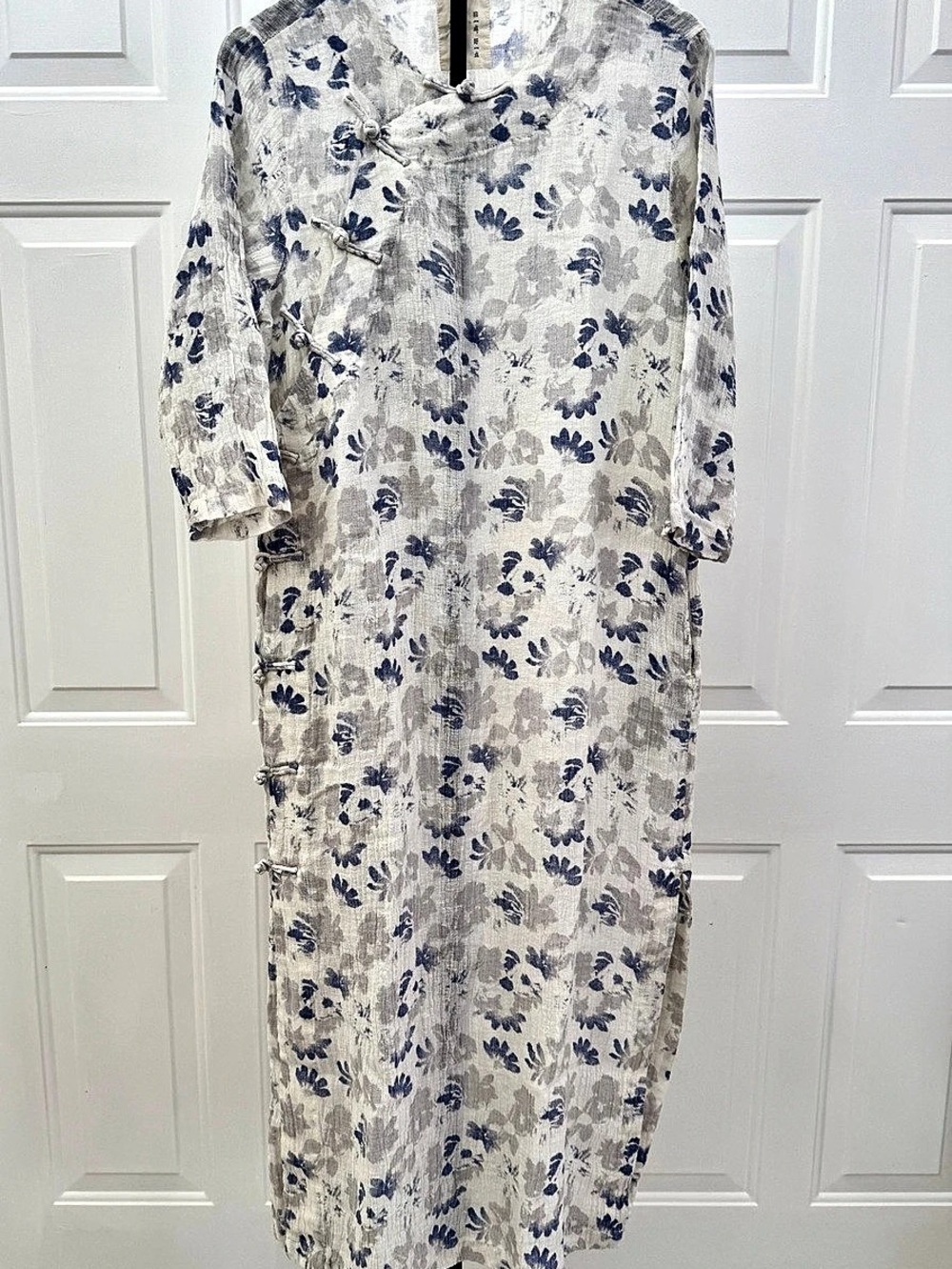 Old Shanghai Floral Mandarin Collar Midi Dress Size Medium